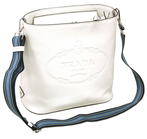 プラダバッグ 1BE023 PRADA ショルダーバッグ VITELLO PHENIX TALCO タルコ カーフパウダーホワイト シルバー金具