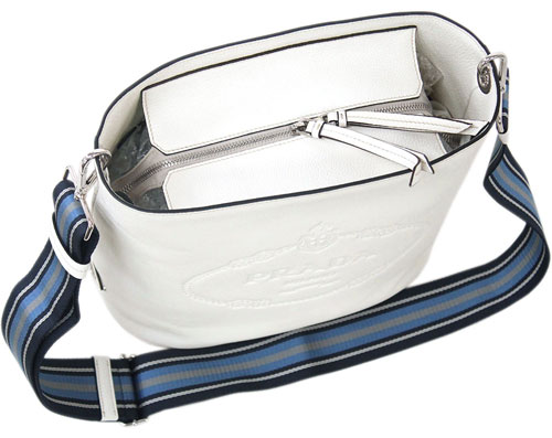 プラダバッグ 1BE023 PRADA ショルダーバッグ VITELLO PHENIX TALCO タルコ カーフパウダーホワイト シルバー金具