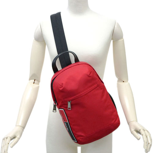 プラダバッグ 2VZ023 PRADA メンズ ボディバッグ ワンショルダー TESSUTO ROSSO ロッソ ナイロンレッド