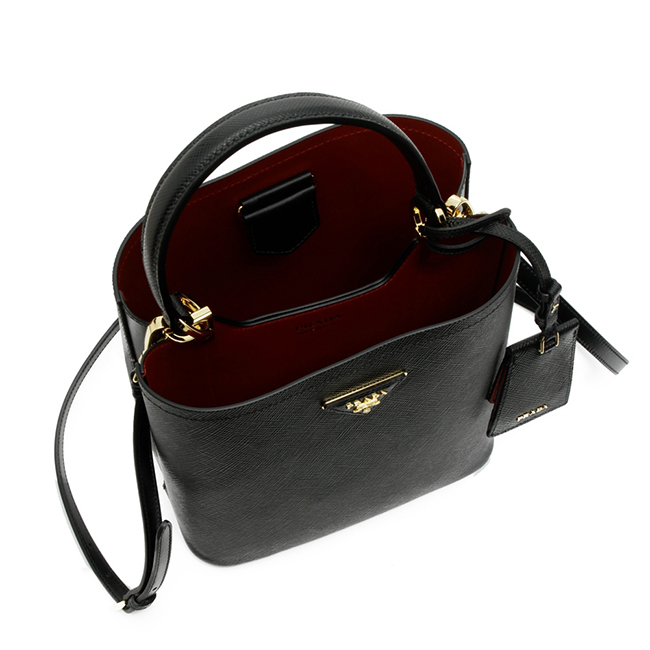 プラダ ハンドバッグ PANIER CROCODILE BAG パニエ クロコダイル バッグ 1BA2122ERX レディース 2019SS NERO+FUOCO F0LJ4