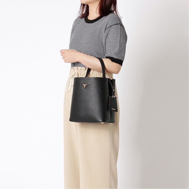 プラダ ハンドバッグ PANIER CROCODILE BAG パニエ クロコダイル バッグ 1BA2122ERX レディース 2019SS NERO+FUOCO F0LJ4