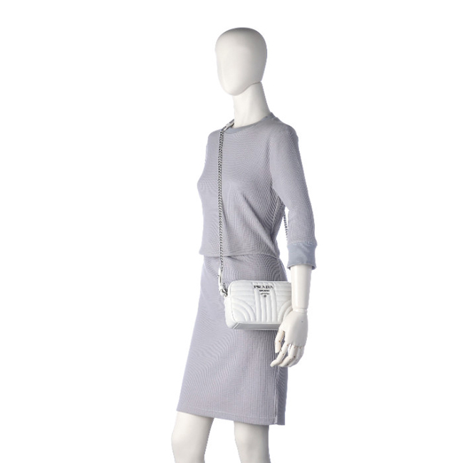 プラダ PRADA ショルダー チェーン ポシェット 斜め掛け ショルダーバッグ ショルダーバッグ ホワイト 1BH084COI 2D91 009