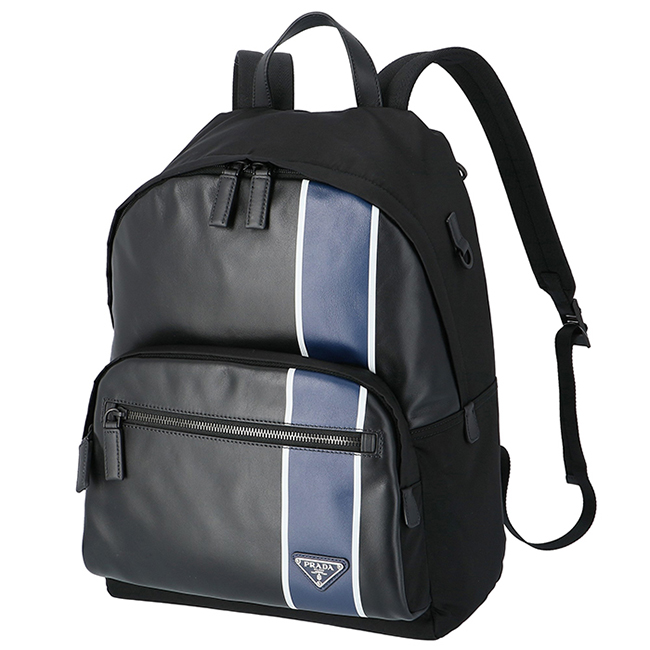 プラダ PRADA メンズ テクニカルナイロン バックパック リュックサック ブラック×ブルー 2VZ066HTY 2CIL TCC