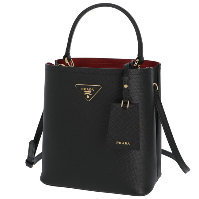 PRADA ハンドバッグ ショルダー ダブル サフィアーノ レザー 2Wayバッグ ブラック 1BA212OOO 2ERX LJ4