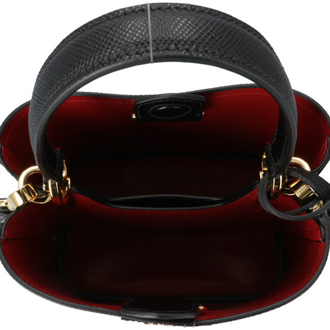 プラダ PRADA 2020年春夏新作 ショルダーバッグ パニエ スモール サフィアーノ レザーバッグ ブラック 1BA217OOO 2ERX LJ4