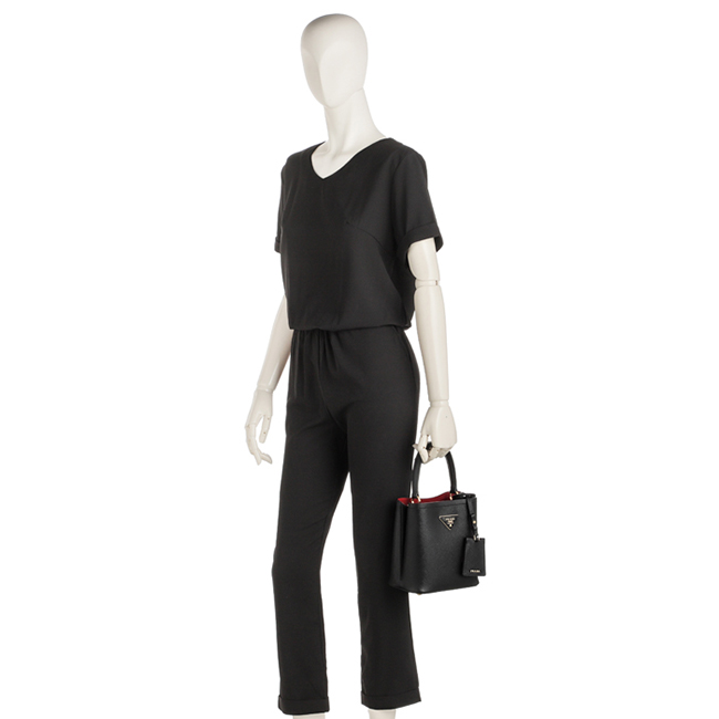 プラダ PRADA 2020年春夏新作 ショルダーバッグ パニエ スモール サフィアーノ レザーバッグ ブラック 1BA217OOO 2ERX LJ4