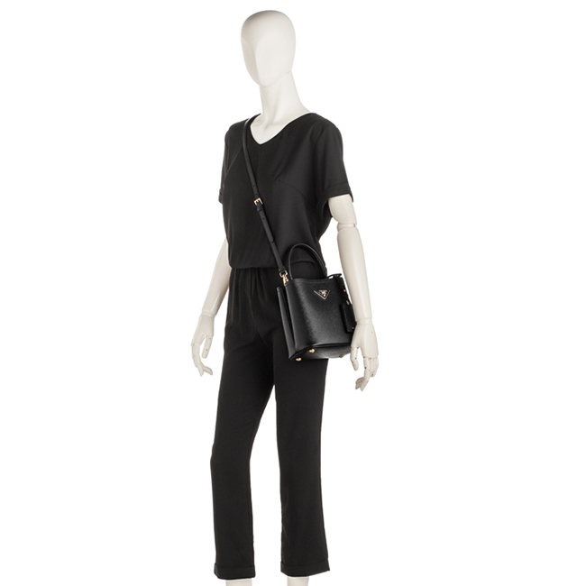 プラダ PRADA 2020年春夏新作 ショルダーバッグ パニエ スモール サフィアーノ レザーバッグ ブラック 1BA217OOO 2ERX LJ4