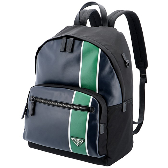 プラダ PRADA メンズ テクニカルナイロン バックパック リュックサック ブラック×グリーン 2VZ066HTY 2CIL YVM