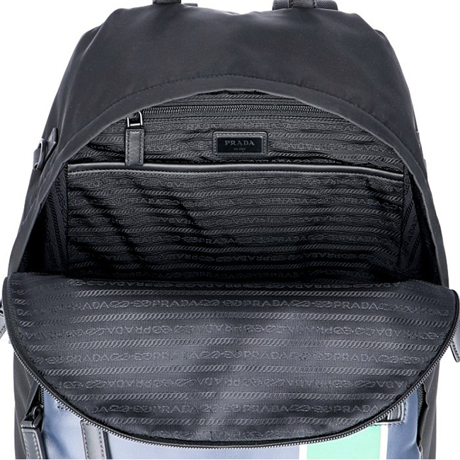 プラダ PRADA メンズ テクニカルナイロン バックパック リュックサック ブラック×グリーン 2VZ066HTY 2CIL YVM