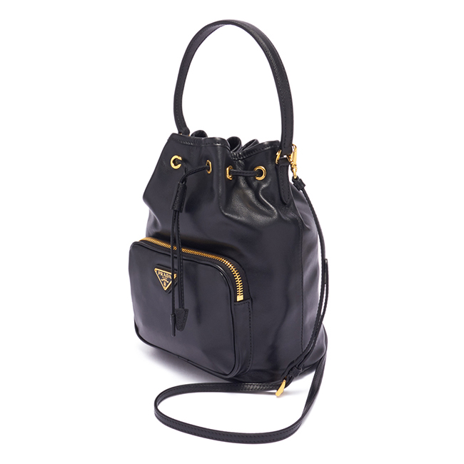 プラダハンドバッグ LEATHER BUCKET BAG レザー バケットバッグ 1BH038 レディース 1BH038 NERO F0002