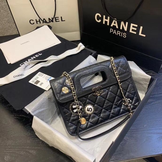 CHANEL エイジド カーフスキンフラップ ミニバッグ チャーム 2WAY ロゴ AS1430 B02436 94305