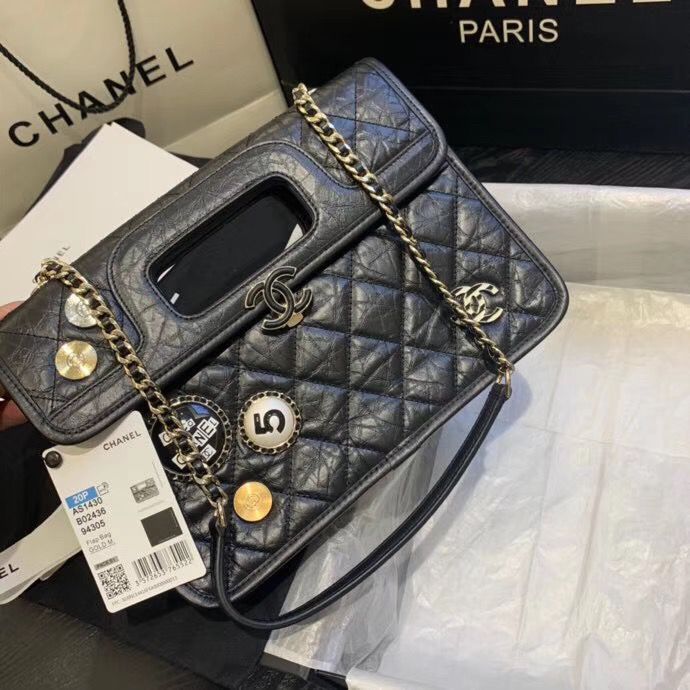 CHANEL エイジド カーフスキンフラップ ミニバッグ チャーム 2WAY ロゴ AS1430 B02436 94305