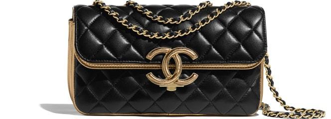 シャネル CHANEL スモール フラップ バッグ ショルダー CC ラム ブラック A57275 B00963 N0784