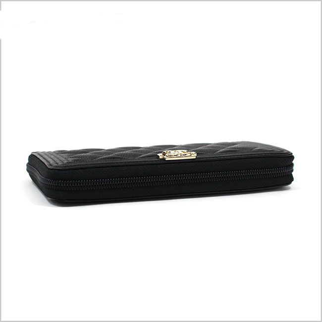 シャネル CHANEL ラウンドファスナー長財布 ボーイシャネル グレインドカーフスキン キャビアスキン BOY CHANEL ZIP WALLET A80288 B01694 94305