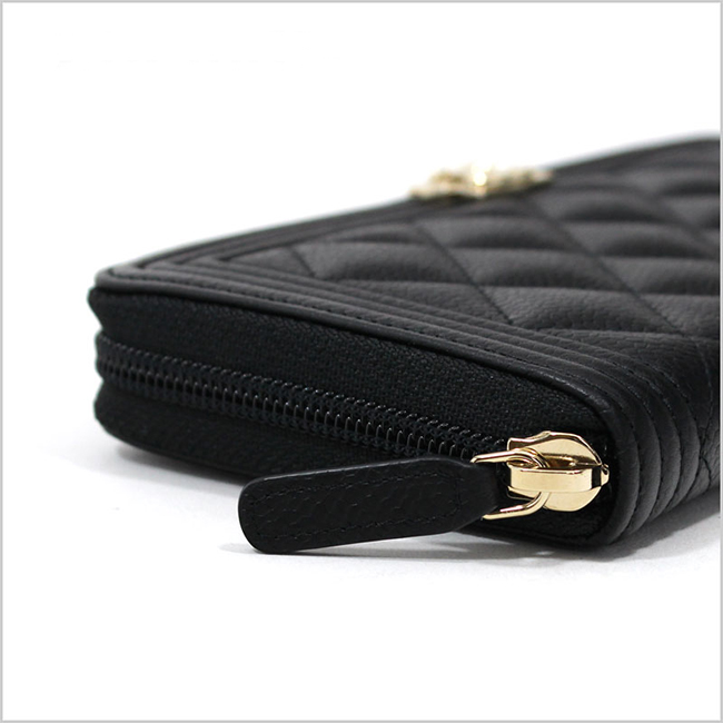 シャネル CHANEL ラウンドファスナー長財布 ボーイシャネル グレインドカーフスキン キャビアスキン BOY CHANEL ZIP WALLET A80288 B01694 94305