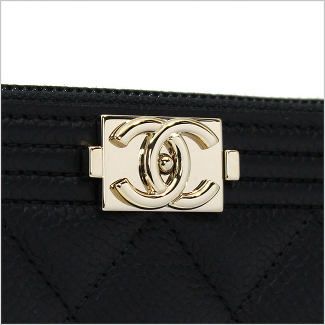 シャネル CHANEL ラウンドファスナー長財布 ボーイシャネル グレインドカーフスキン キャビアスキン BOY CHANEL ZIP WALLET A80288 B01694 94305