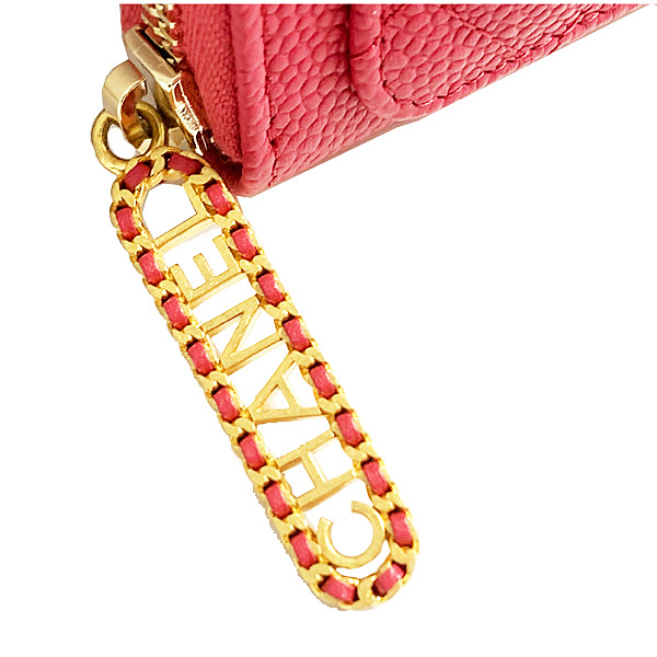 CHANEL コレクション パリジャンジャーニー ジップ ラウンドファスナー 長財布 AP1425B02849 N6511 CCマーク ローズピンク キャビアスキン ファスナー引き手 ゴールド金具 カメリア ラッピング