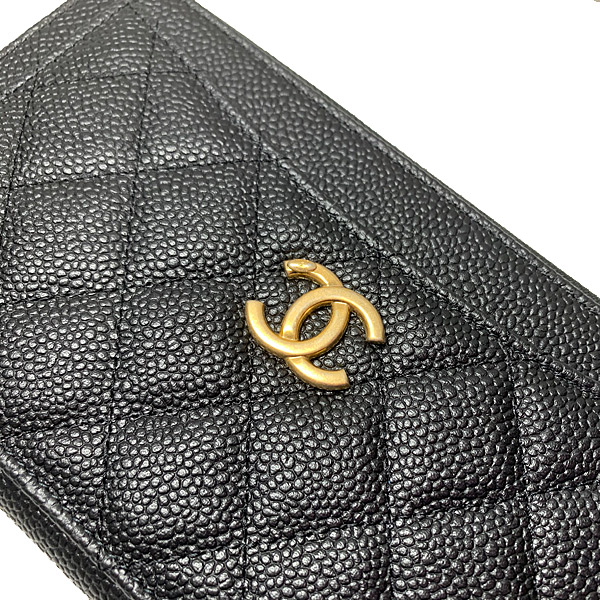 シャネル コレクション パリジャンジャーニー ジップ ラウンドファスナー 長財布 AP1425B02849 CCマーク 黒 ブラック キャビアスキン ファスナー引き手 ゴールド金具 カメリア ラッピング