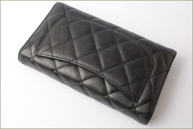 シャネル財布 CHANEL 長財布 3折 A31506 マトラッセ/キャビアスキン ブラック