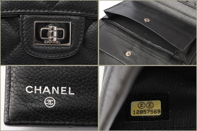 シャネル財布 CHANEL 長財布 3折 A31506 マトラッセ/キャビアスキン ブラック