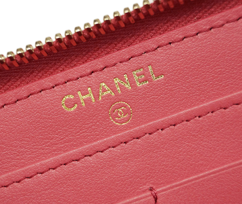 シャネル財布 AP1063 CHANEL ラウンドファスナー長財布 CHANEL19 チェーン CC ラムスキン ピンク ゴールド金具