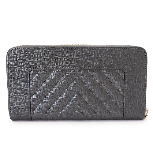 シャネル長財布 レディース マドモワゼル CHANEL A80969 ラウンドファスナー 財布 マトラッセ キルティング ココマーク レザー ダークグレー系
