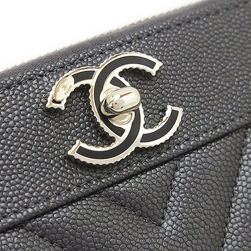シャネル長財布 レディース マドモワゼル CHANEL A80969 ラウンドファスナー 財布 マトラッセ キルティング ココマーク レザー ダークグレー系