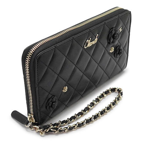シャネル長財布 レディース CHANEL AP0150 Y04059 94305 ラウンドファスナー 財布 カメリア ココマーク レザー ブラック 黒