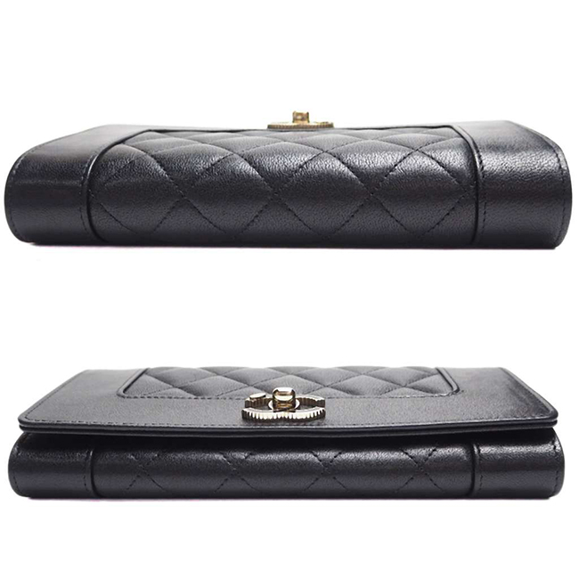 シャネル財布 マドモアゼル ヴィンテージ マトラッセ フラップウォレット 黒 A80971 CHANEL