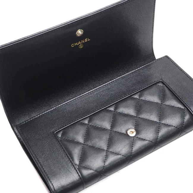 シャネル財布 マドモアゼル ヴィンテージ マトラッセ フラップウォレット 黒 A80971 CHANEL
