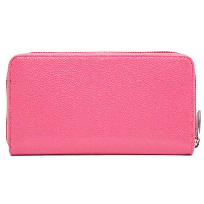 シャネル財布 ステッチCCキャビアスキン ジップウォレット ピンク/SV ラウンドファスナー財布 A50071 CHANEL