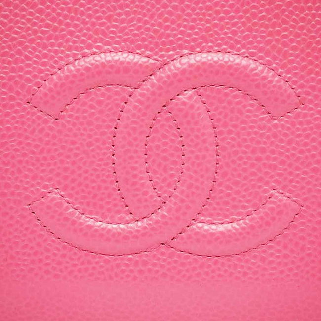 シャネル財布 ステッチCCキャビアスキン ジップウォレット ピンク/SV ラウンドファスナー財布 A50071 CHANEL