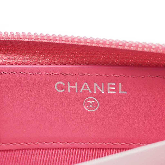 シャネル財布 ステッチＣＣキャビアスキン ジップウォレット ピンク/SV ラウンドファスナー財布 A50071 CHANEL