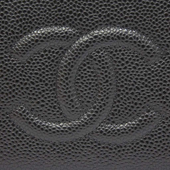 シャネル財布 CCマーク付きキャビアスキン ジップウォレット 黒/シルバー金具 ラウンドファスナー財布 A50071 CHANEL