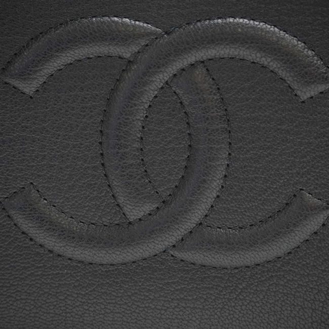 シャネル財布 ステッチCC ココシグネチャー ジップウォレット/ラウンドファスナーサイフ 黒/GO A50071 CHANEL