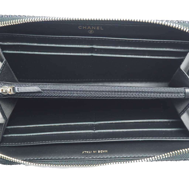 シャネル 財布 ドーヴィル ジップウォレット ラウンドファスナーサイフ 黒/GO A81977 CHANEL