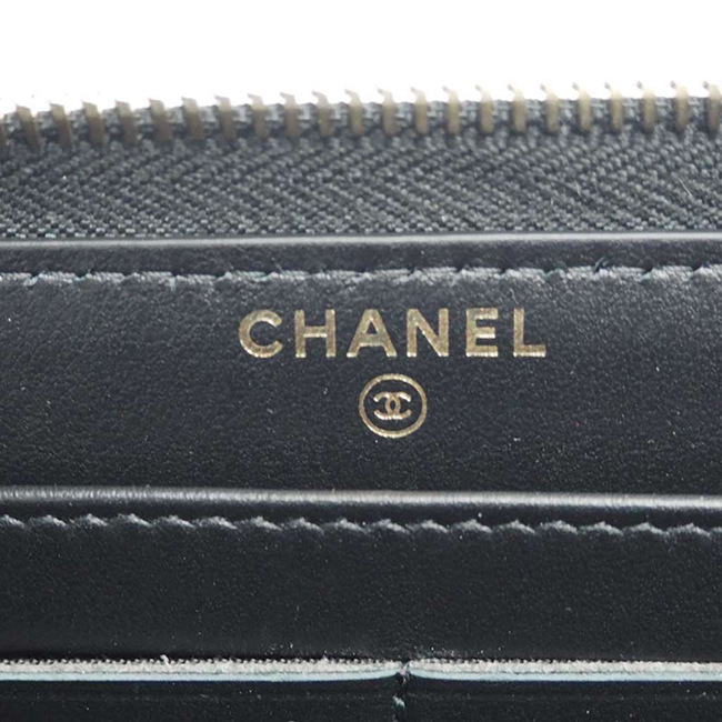 シャネル 財布 ドーヴィル ジップウォレット ラウンドファスナーサイフ 黒/GO A81977 CHANEL