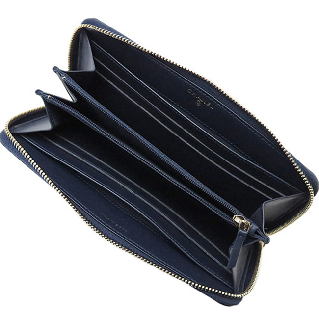 シャネル 長財布 A84449 CAVIAR NAVY/GD CHANEL ラウンドファスナー キルティング ココマーク キャビアスキン レザー ネイビー