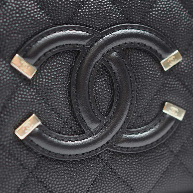 シャネル財布 CCフィリグリー ジップウォレット/ラウンドファスナー財布 A84449 キャビアスキン黒/GO CHANEL