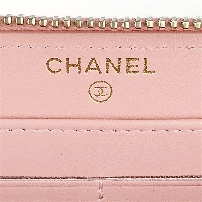 シャネル財布 ＣＣフィリグリー ジップウォレット キャビアスキン ピンク/GO ラウンドファスナー財布 A84449 CHANEL