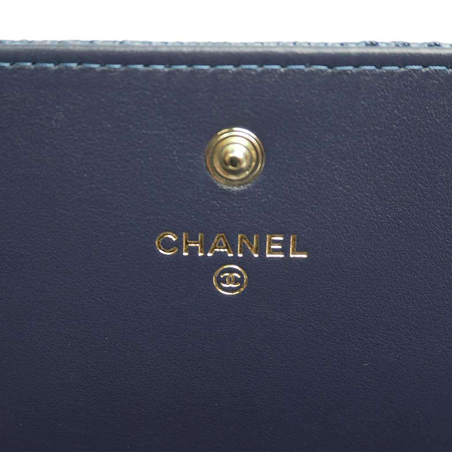 シャネル 財布 ドーヴィル フラップウォレット ネイビー/デニムブルー/GO A81976 CHANEL