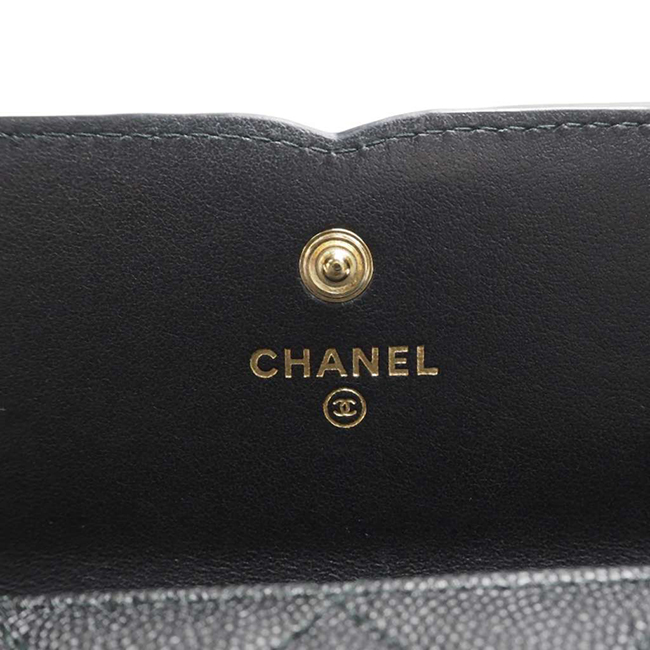 シャネル財布 ＣＣフィリグリー キャビアスキン フラップウォレット 黒/GO A84448 CHANEL