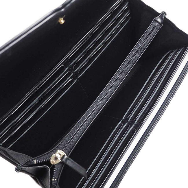 シャネル財布 ＣＣフィリグリー キャビアスキン フラップウォレット 黒/GO A84448 CHANEL