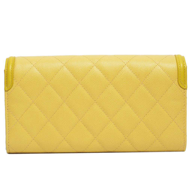 シャネル財布 CCフィリグリー ロング フラップウォレット イエロー/GO A84448 CHANEL
