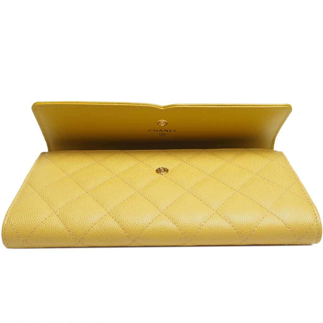 シャネル財布 CCフィリグリー ロング フラップウォレット イエロー/GO A84448 CHANEL