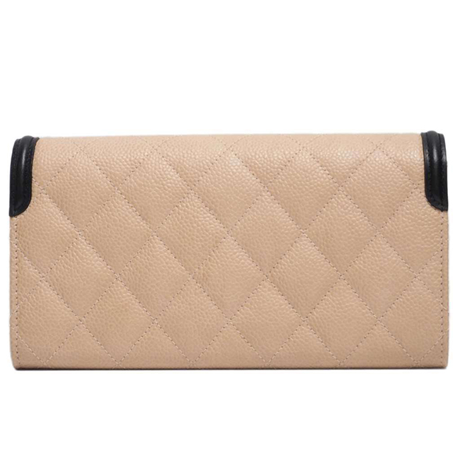 シャネル財布 CCフィリグリー キャビアスキン フラップウォレット ベージュ×ブラック A84448 CHANEL