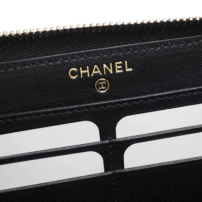 シャネル財布 マドモアゼル ヴィンテージ マトラッセ ジップウォレット ラウンドファスナー財布 黒 A80969 CHANEL