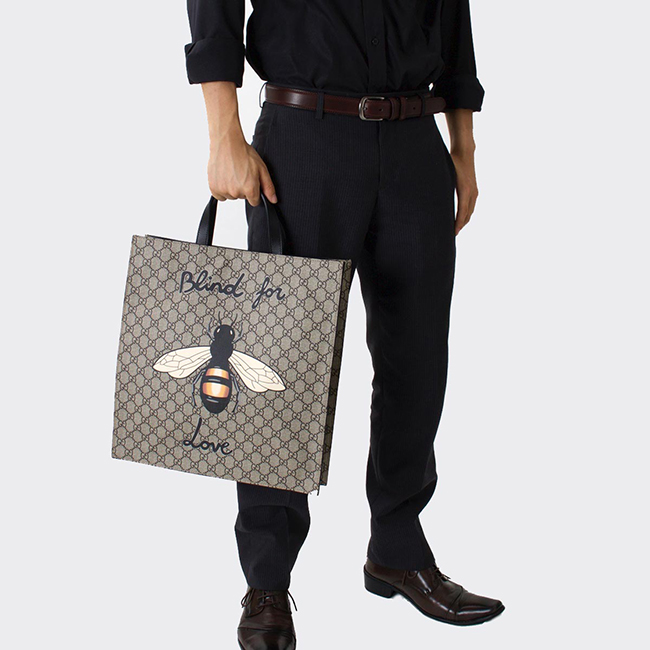 GUCCI トートバッグ/ショルダーバッグ ビープリント GGスプリーム BEE PRINT GG SUPREME ベージュ&ブラック 450950 K571T 8666 メンズ レディース