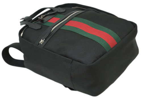 グッチバッグ 495558-1060 GUCCI バックパック リュックサック パラナ ブラック ウェビング レッドxグリーン アウトレット