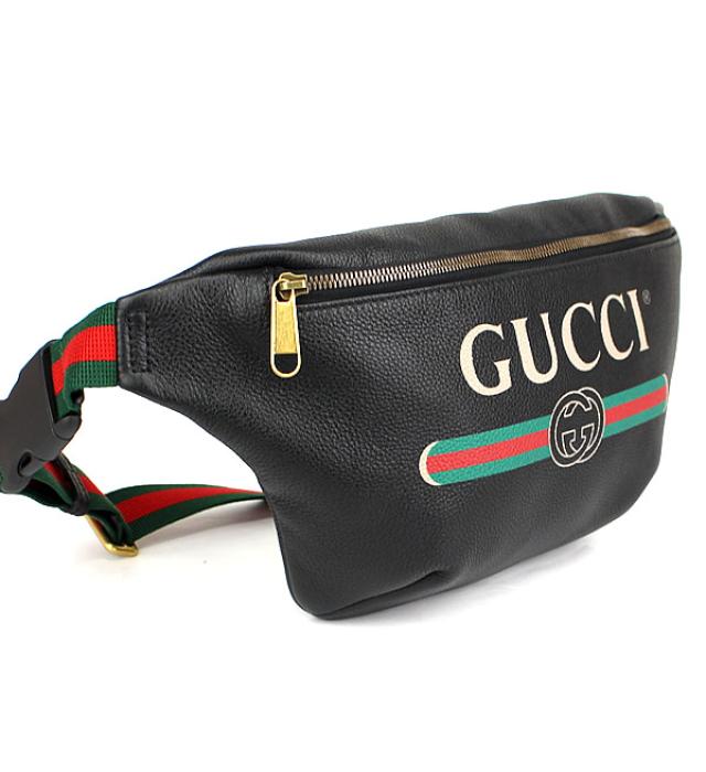 GUCCI ベルトバッグ ウエストバッグ メンズ グッチプリント 黒 530412GCCT8164